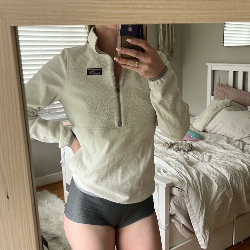 L.L. Bean White XS Fleece Pullover Soft